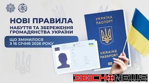 Нові правила набуття та збереження громадянства України: що змінилося з 16 січня 2026 року